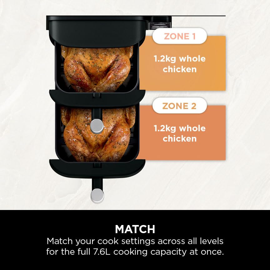 Ninja Double Stack Air Fryer, Vertical Dual Drawer Air Fryer with 4 cooking levels, 2 Drawers and 2 Racks